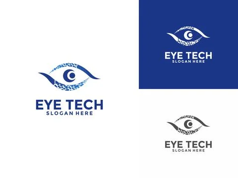 Digital Eye tech logo vector design template. Vision Futuristic logo design.. Stock Illustration