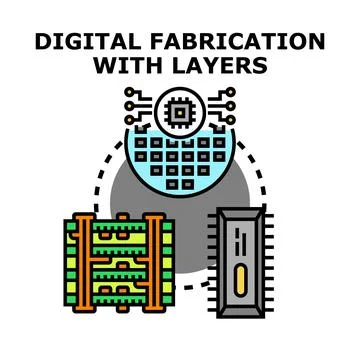 Digital fabrication with layers process icon concept イラスト素材
