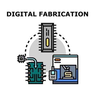 Digital fabrication process creating tangible objects from data Ilustración de archivo