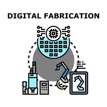 Digital fabrication process illustrating automated manufacturing technology 스톡 일러스트