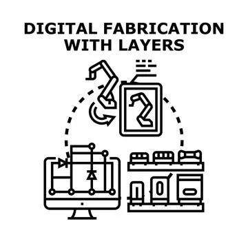 Digital fabrication process of layered components using automation Stock Illustration