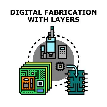 Digital fabrication technology layering electronic components Stock Illustration