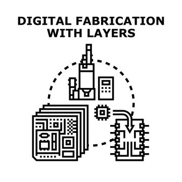 Digital fabrication technology layering electronic components Stock Illustration