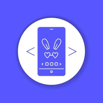 Digital face application color glyph icon. Photo filter bunny ears Stock Illustration