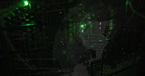 Digital face composed of binary code with green data processing image Stock Photos