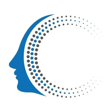 Digital Face Dots Logo Design Human tech abstract profile icon vector template Stock Illustration