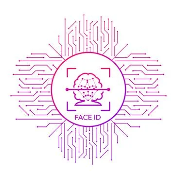 Digital Face Identification System Concept Illustration. Vector stock Stock Illustration
