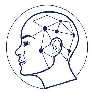 Digital Face Recognition Identity Scan Line Icon Stock Illustration