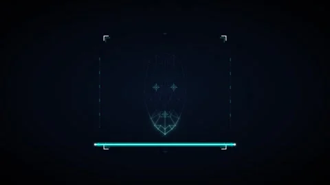 Digital face recognition scan with biometric wireframe overlay and laser hu.. Stock Footage 337559938