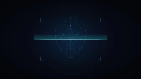 Digital face recognition scan with biometric wireframe overlay and scanning.. Stock Footage 337559941