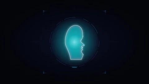 Digital face recognition scan hud interface with biometric data analysis an.. Vidéo 344861771