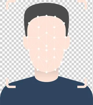 Digital face recognition system using facial landmarks for identification o.. 스톡 일러스트