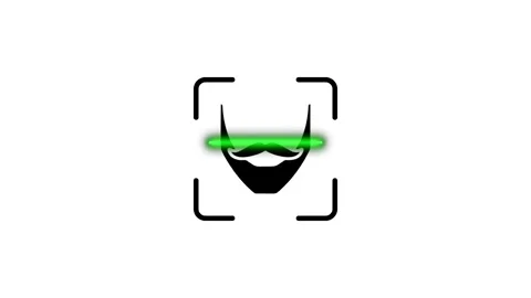 Digital facial recognition animation with beard icon for biometric security.. Stock Footage 346499018