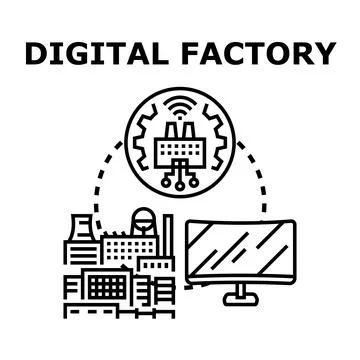 Digital factory manufacturing production process automation 스톡 일러스트