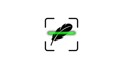 Digital feather icon being scanned by laser beam animation representing cre.. Stock Footage 346498426