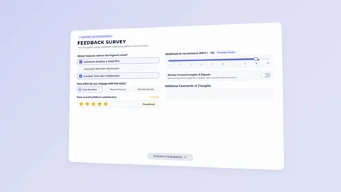 Digital feedback survey being filled out on a clean web interface. 4K Video stock 348234662