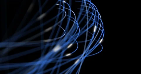 Digital fiber optic strands sending data through communication lines Stock Footage