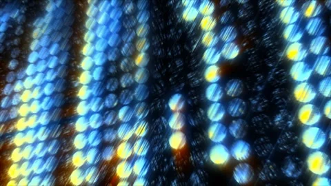 Digital field of luminous blue dots racing in lines on a tilted plane. Stock Footage 287919360