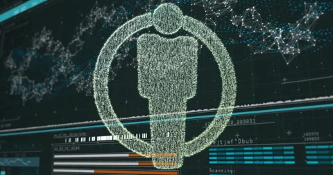 Digital figure icon over data processing and network connections animation Video stock 303869442