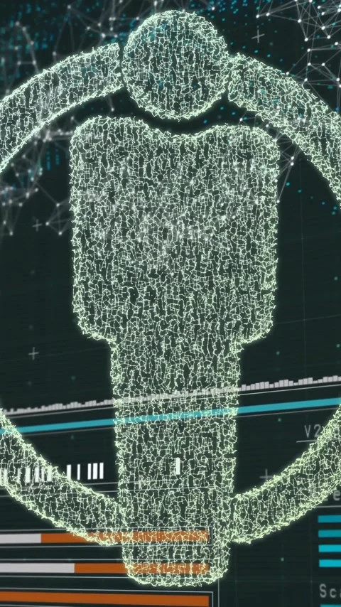 Digital figure icon over data processing and network connections animation Video stock 319811779