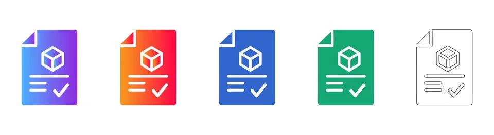 Digital File and Cube Approval Icons 스톡 일러스트