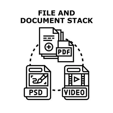 Digital file and document processing icon concept 스톡 일러스트