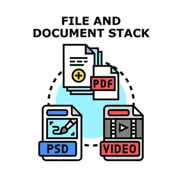 Digital file and document processing icon concept Ilustración de archivo