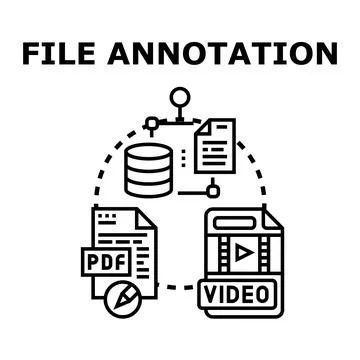 Digital file annotation process for data management Stock Illustration