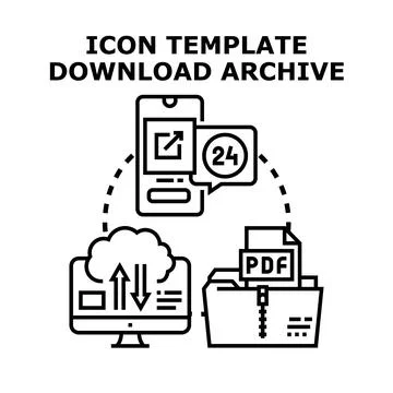 Digital file archiving data access and download Stock-Illustration
