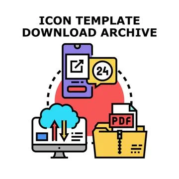 Digital file archiving data access and download Stock Illustration