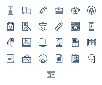 Digital File Complete Vector Package with 25 256x256 Regular Line Editable .. Stock Illustration