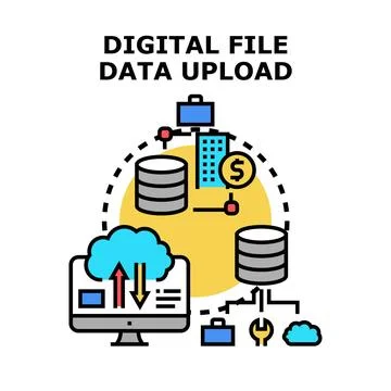 Digital file data upload transferring information concept Stockillustratie