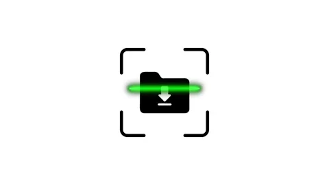 Digital file download process represented by animated folder icon with scan.. Stock Footage 346498829