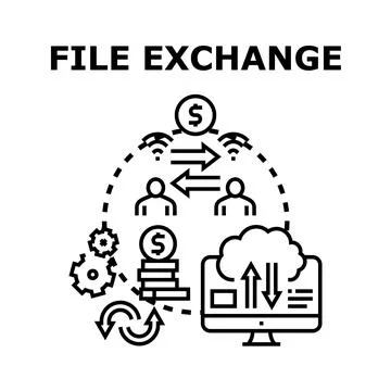 Digital file exchange and data transfer concept Stock Illustration