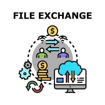 Digital file exchange and data transfer concept Stock Illustration