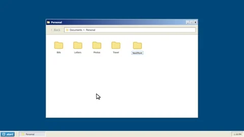 Digital file explorer interface showing new folder creation. 4K Stock-Footage 341694753