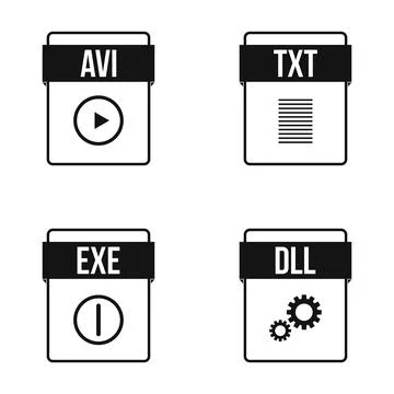 Digital file extensions representing various document types Stock Illustration