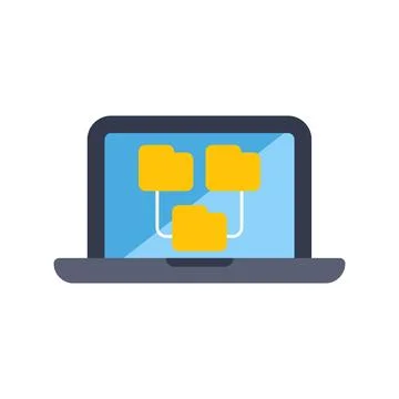 Digital file folder organization concept on laptop screen 스톡 일러스트
