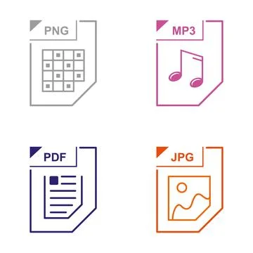 Digital file format icons representing various document types Stock Illustration