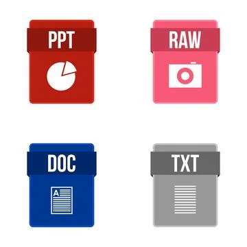Digital file formats representing various document types Stock Illustration