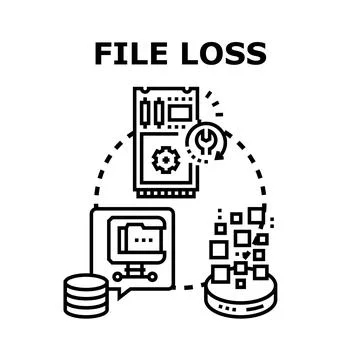 Digital file loss resulting in data recovery and protection Stockillustratie
