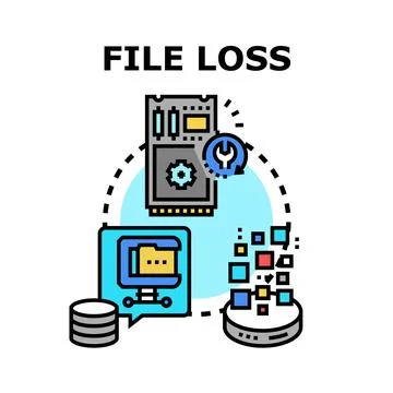 Digital file loss resulting in data recovery and protection Stock Illustration