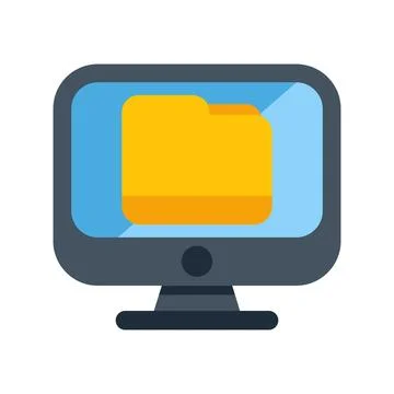 Digital file management concept with folder on computer screen Stock Illustration