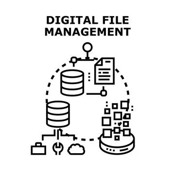 Digital file management concept for organized data archiving Stock Illustration