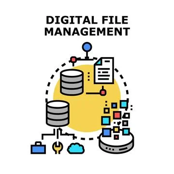 Digital file management concept for organized data archiving Stock Illustration