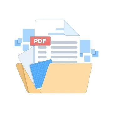 Digital file management concept with PDF documents Stock Illustration