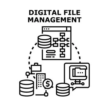 Digital file management controlling data operations concept Stock Illustration