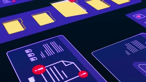 Digital file management interface with folder and document icons Stock Footage 340355737