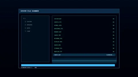 Digital file scanner software interface scanning data Stock Footage 347391166