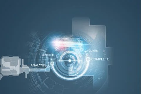 Digital File Scanning HUD Interface with Cybersecurity Analysis Stock Illustration
